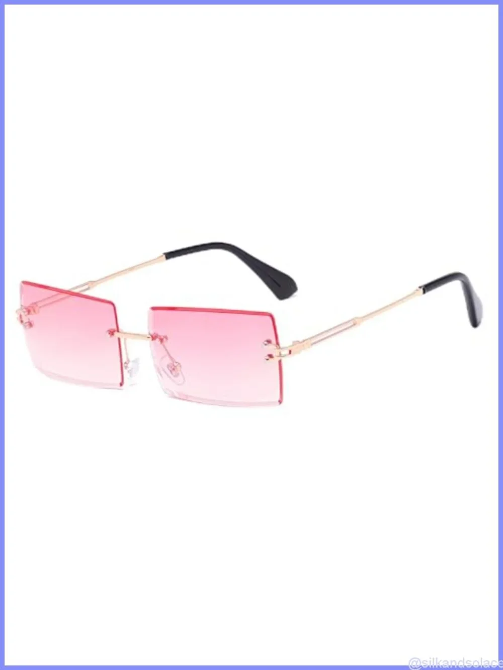 Rimless Square Metal Frame Sunglasses Retro UV400 Lightweight Unisex
